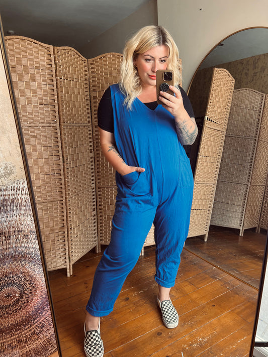 Slouch Pocket Jumpsuit in Blue