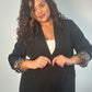Curve Black Blazer with Leopard Lining