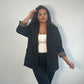 Curve Black Blazer with Leopard Lining