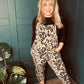 Leopard Print Dungarees in Mocha
